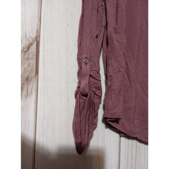 Lucky Brand Shirt Ladies Large Plum Long Sleeve Velour Chest Light Weight - Picture 4 of 6